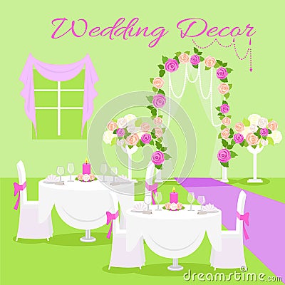 Wedding Ceremony Decor Flat Design Vector Concept Vector Illustration
