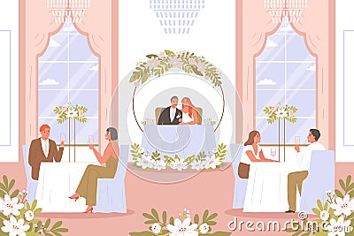 Wedding Ceremony Feast Composition Vector Illustration
