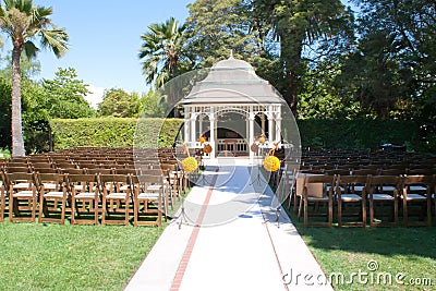 Wedding ceremony in garden Stock Photo