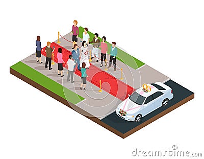 Wedding ceremony isometric composition Vector Illustration