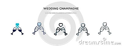 Wedding champagne icon in different style vector illustration. two colored and black wedding champagne vector icons designed in Vector Illustration