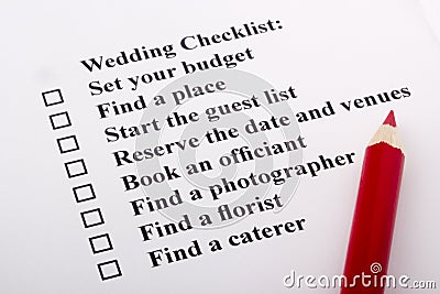 Wedding Checklist Stock Photo