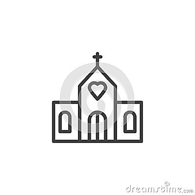 Wedding church line icon Vector Illustration