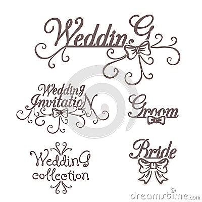 Wedding collection. Bride Groom Invitation Vector Illustration