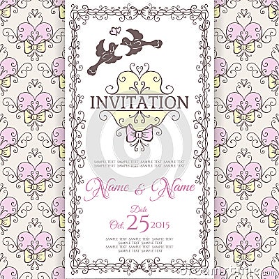 Wedding collection. Invitation design template Vector Illustration