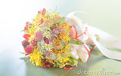 Wedding colorful floreal bouquet . Stock Photo