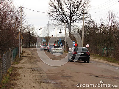 Wedding cortege in Ukraine Editorial Stock Photo