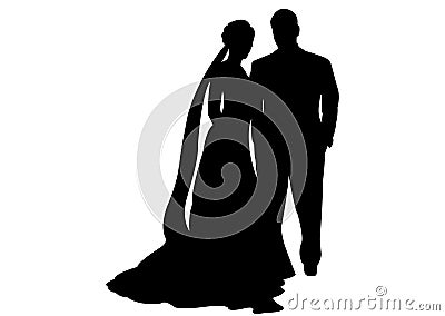 Wedding couple black silhouette Stock Photo