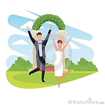 Wedding couple cartoon Vector Illustration