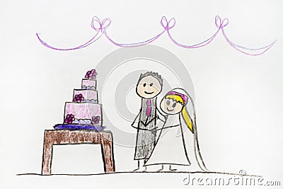 Wedding Couple Drawing Stock Photo