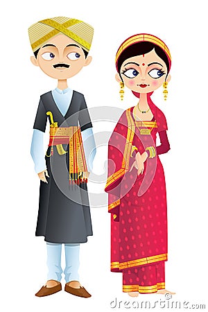 Wedding Couple of Karnataka Vector Illustration