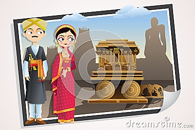 Wedding Couple of Karnataka Vector Illustration