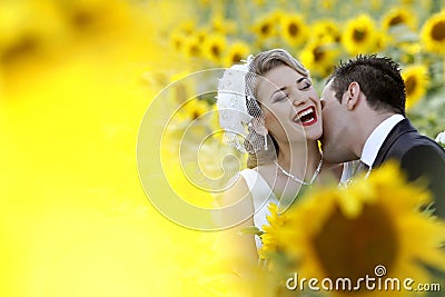 Wedding couple kissing Stock Photo