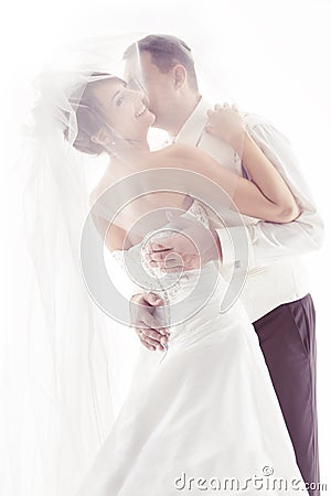 Wedding couple kissing Stock Photo