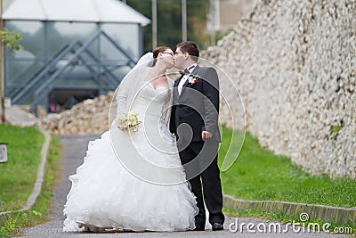 Wedding couple kissing Stock Photo