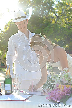 Wedding couple on Phuket Stock Photo