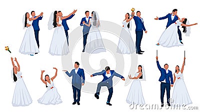 Wedding couple set 2 Vector Illustration