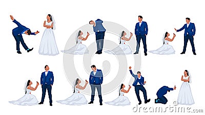 Wedding couple set 3 Vector Illustration