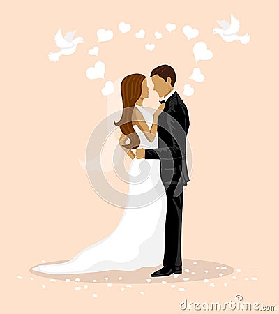 Wedding Couple Vector Illustration. Bride and Groom Vector Illustration