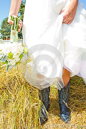 Wedding Cowboy Boots Stock Photo