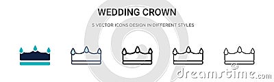 Wedding crown icon in filled, thin line, outline and stroke style. Vector illustration of two colored and black wedding crown Vector Illustration