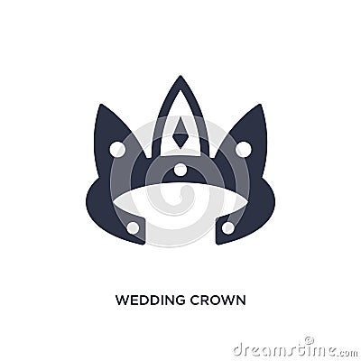 wedding crown icon on white background. Simple element illustration from birthday party and wedding concept Vector Illustration