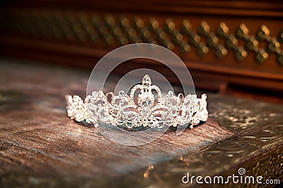 Wedding crown tiara diadem. Luxury accessories. Wedding Stock Photo