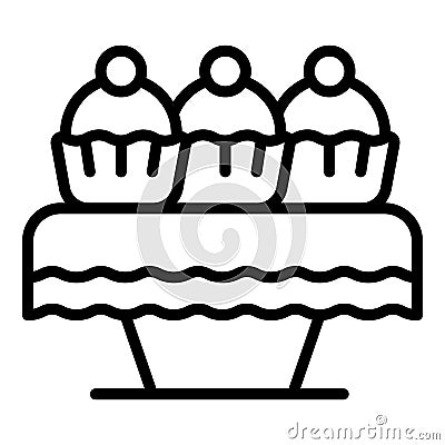 Wedding cupcake icon outline vector. Event service Vector Illustration