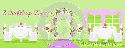 Wedding decor fashion interior Vector Illustration