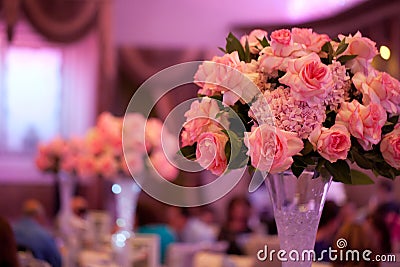 Wedding decor table setting and flowers Stock Photo