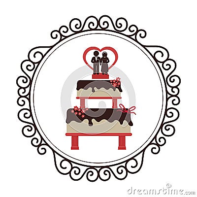 Wedding delicious cake icon Vector Illustration