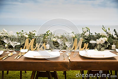 Wedding details at Martoca Beach Garden Editorial Stock Photo