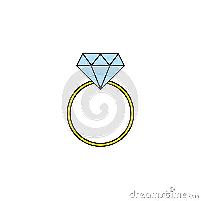 Wedding diamond ring solid icon, engagement ring Vector Illustration