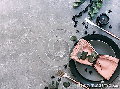 Vintage silverware on rustic shabby wooden background Stock Photo