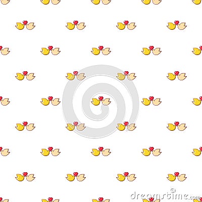 Wedding doves with heart pattern seamless Vector Illustration