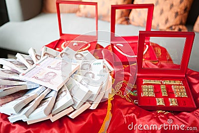 Wedding Dowry, The Dowry Marriage in Thailand, Thailand wedding, ceremony Stock Photo