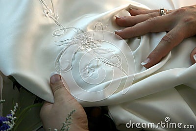 Beautiful embroidered Wedding dress Stock Photo