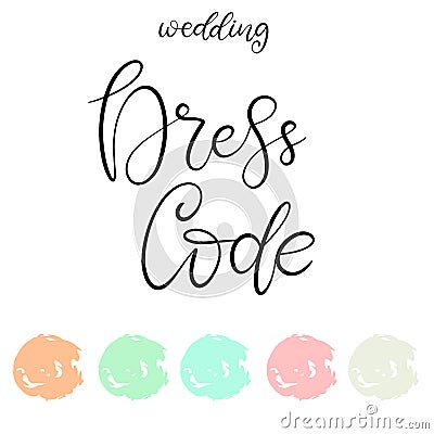 Wedding dress code color palette Vector Illustration