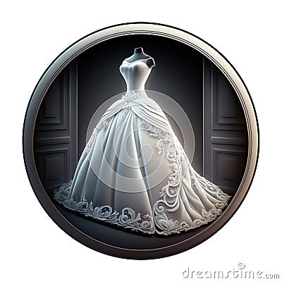 Wedding dress round icon, illustration ai Cartoon Illustration