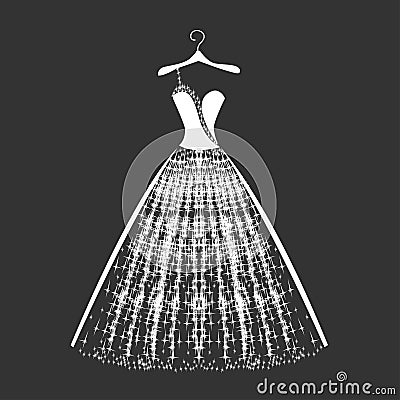 Wedding dress silhouette Vector Illustration