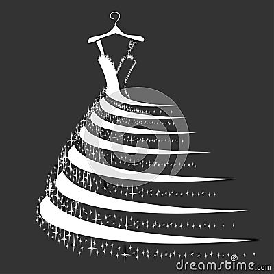 Wedding dress silhouette Vector Illustration