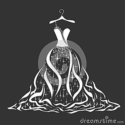 Wedding dress silhouette Vector Illustration