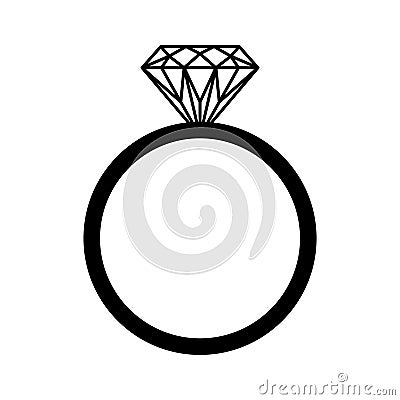 Wedding or engagement diamond ring icon symbol. Vector Illustration