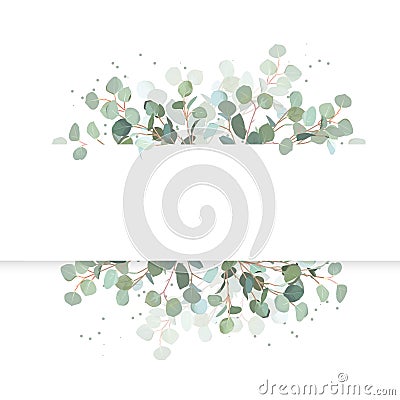 Wedding eucalyptus horizontal vector design banner. Vector Illustration