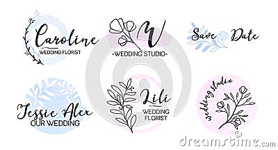 Wedding event planner monogram logo set Vector Illustration