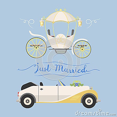 Wedding fashion transportation vector illustration. Vector Illustration