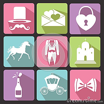 Wedding Flat icons for Web and Mobile.Vector Vector Illustration