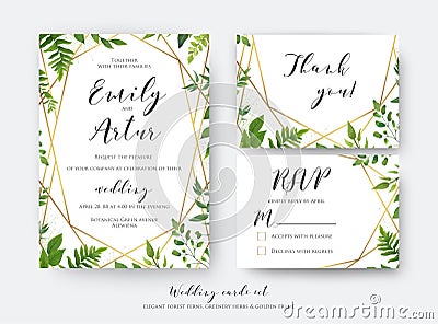 Wedding floral invite, invitation, rsvp, thank you card template Vector Illustration