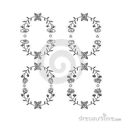 Wedding floral monograms set design Vector Illustration