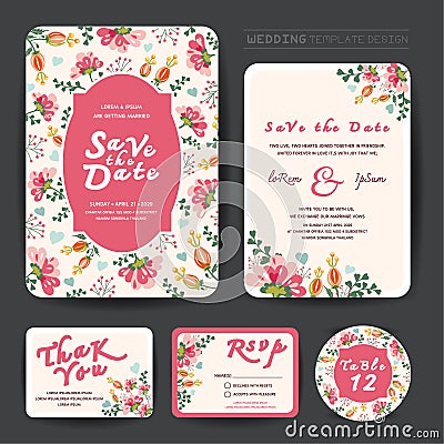 Wedding floral template collection Vector Illustration